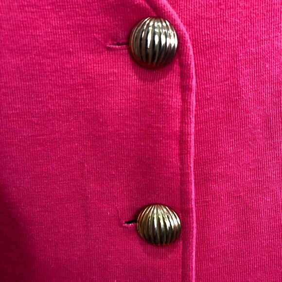 Vintage 90s Hot Pink Barbie Button Front Size 10 Pockets Shift Dress - Picture 3 of 7